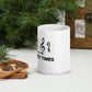 White glossy mug „Difficult Times“